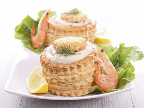 Receta de vol au vent de gambas para Nochevieja