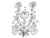 Dibujo de un corazón y flores para pintar con niños