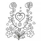 Dibujo de un corazón y flores para pintar con niños
