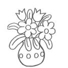 Dibujo de un florero con flores para pintar con niños