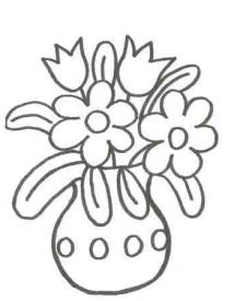 Dibujo de un florero con flores para pintar con niños