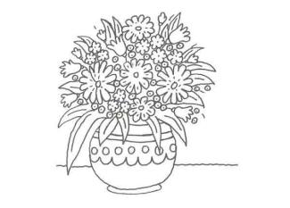 Dibujo de un jarrón con flores para colorear con niños