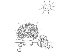 Dibujo de flores y regalos para pintar con niños