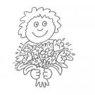 Dibujo de un niño con flores para imprimir y pintar