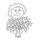 Dibujo de un niño con flores para imprimir y pintar