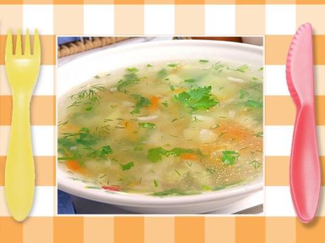 Sopa de verduras con jamón. Recetas rápidas para niños