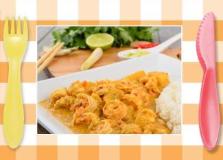 Arroz con gambas y curry. Recetas rápidas para niños