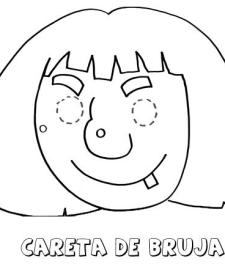 Careta de bruja. Dibujos para colorear con los niños