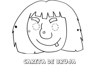 Careta de bruja. Dibujos para colorear con los niños