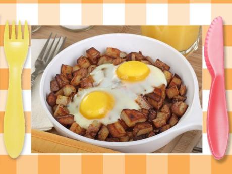 Recetas rápidas para niños. Huevos fritos en microondas