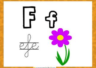 Fichas para aprender las letras y colorear. Letra F