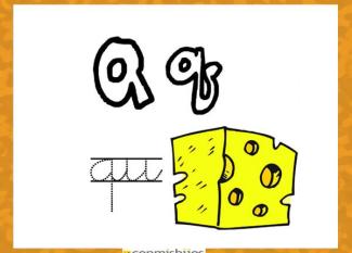 Fichas para aprender las letras y colorear. Letra Q