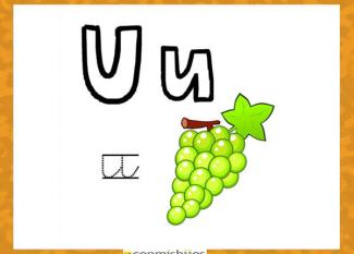 Fichas para aprender las letras y colorear. Letra U