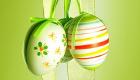 Huevos de Pascua en verde. Tarjeta virtual para los niños