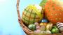 Cesta de huevos de Pascua. Tarjeta virtual para los niños