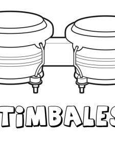 Timbales para colorear. Dibujos de instrumentos musicales