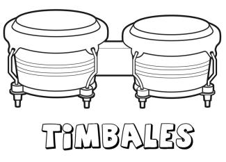 Timbales para colorear. Dibujos de instrumentos musicales