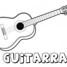 Guitarra para colorear. Dibujos de instrumentos musicales