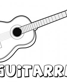 Guitarra para colorear. Dibujos de instrumentos musicales