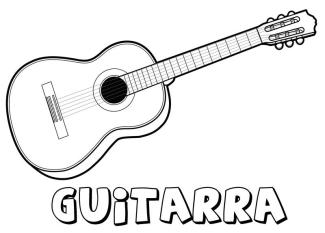 Guitarra para colorear. Dibujos de instrumentos musicales