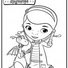 Dibujo de la Doctora Juguetes con un dragón. Dibujos de Disney