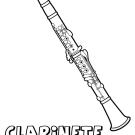 Clarinete para colorear. Dibujos de instrumentos musicales