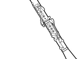 Clarinete para colorear. Dibujos de instrumentos musicales