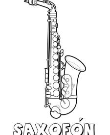 Saxofón para colorear. Dibujos de instrumentos musicales