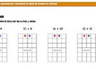 Completa las tablas de sumas. Fichas escolares de matemáticas