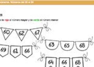 Repasar los números del 60 al 69. Tareas de matemáticas