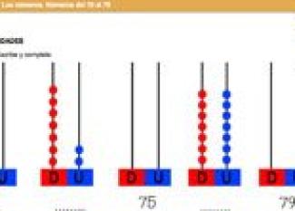 Los números del 70 al 79. Fichas escolares para niños