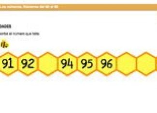 Repasa los números del 90 al 99. Ficha escolar de matemáticas