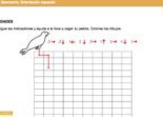 Orientación espacial. Fichas escolares para repasar matemáticas