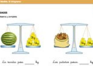 Ficha de medidas para niños. El kilogramo