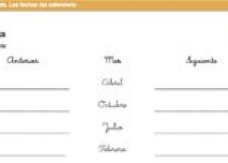 Ficha de matemáticas. Las fechas del calendario