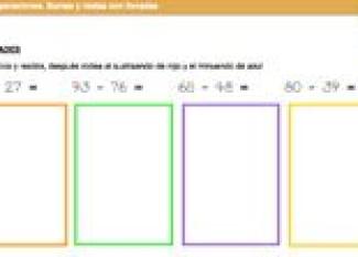 Sumas y restas con llevadas. Ficha escolar de operaciones