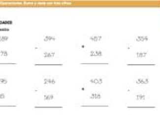 Sumas y restas de tres cifras. Ficha escolar de matemáticas