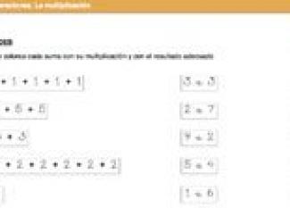 Ficha de la multiplicación. Tareas escolares de matemáticas