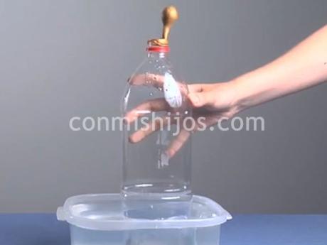 Inflar un globo con media botella. Experimentos para niños