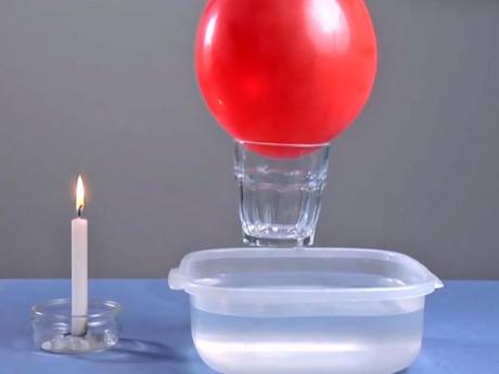 Levantar un vaso con un globo. Experimentos para niños