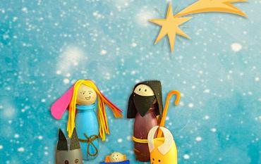 Manualidad de Belén navideño con materiales reciclados