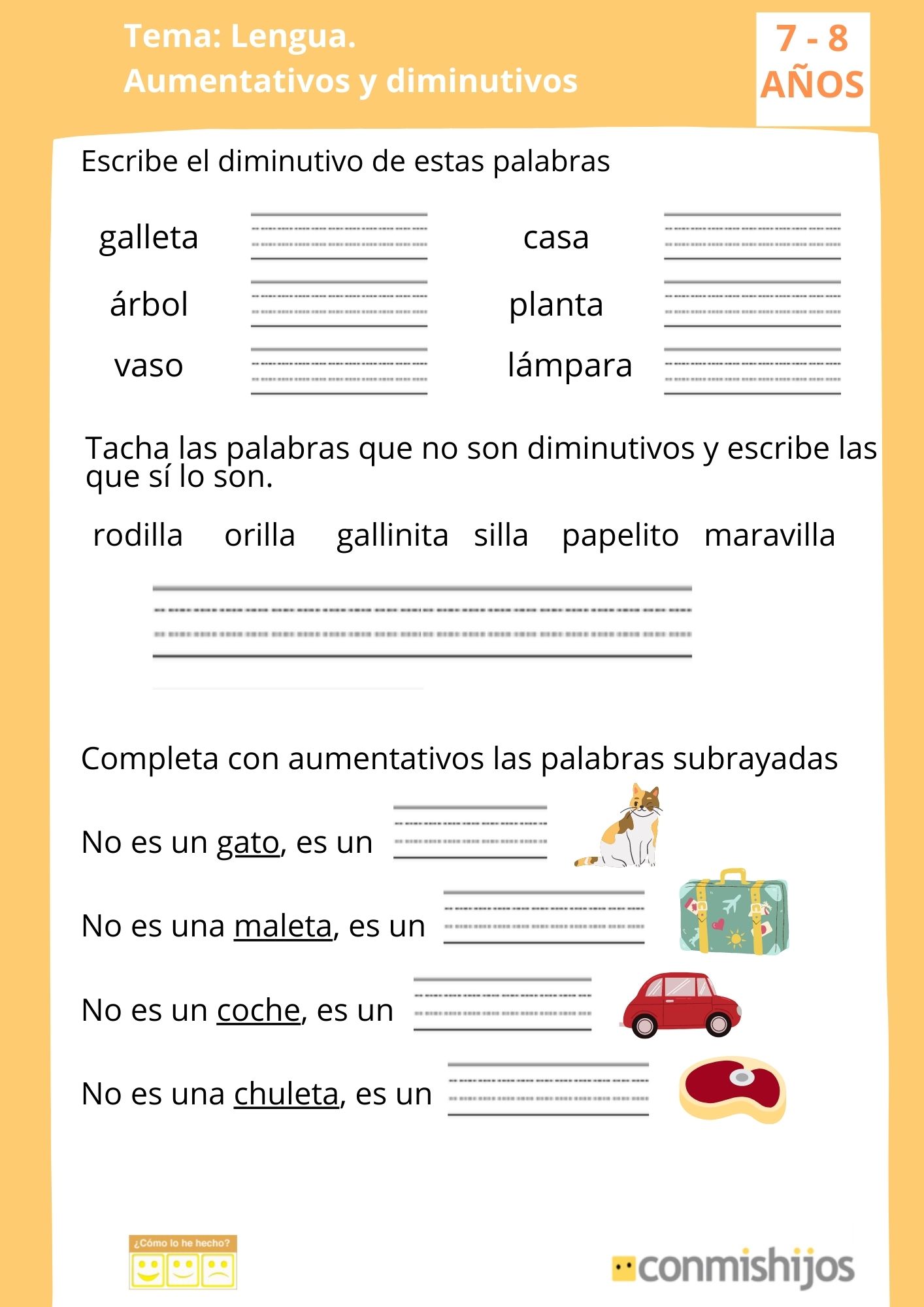 Aumentativos Y Diminutivos Ficha De Lengua Para 2º De Primaria