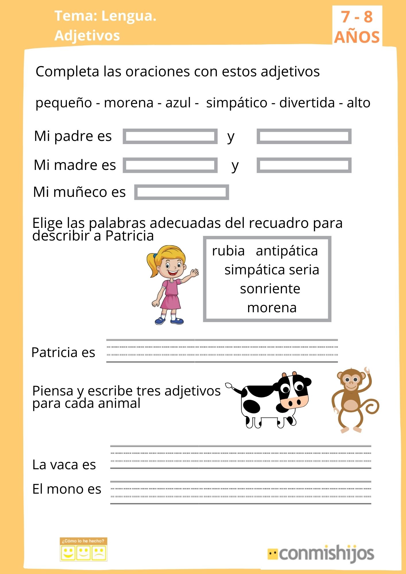 adjetivos para niños