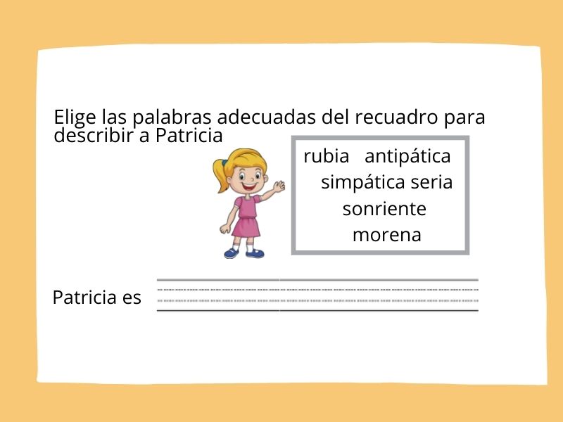 Adjetivos. Ejercicio de Lengua para niños de 2º de Primaria