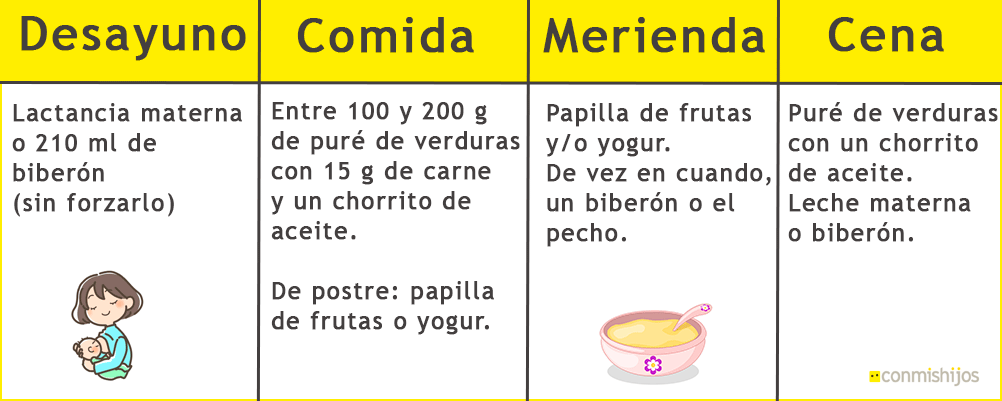 Independientemente Impulso dramático Menú para bebés de 6 meses: las primeras papillas y purés