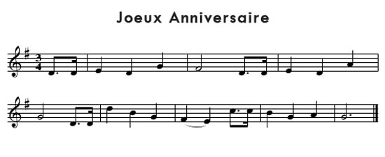 Joeux anniversaire, canción de cumpleaños en francés