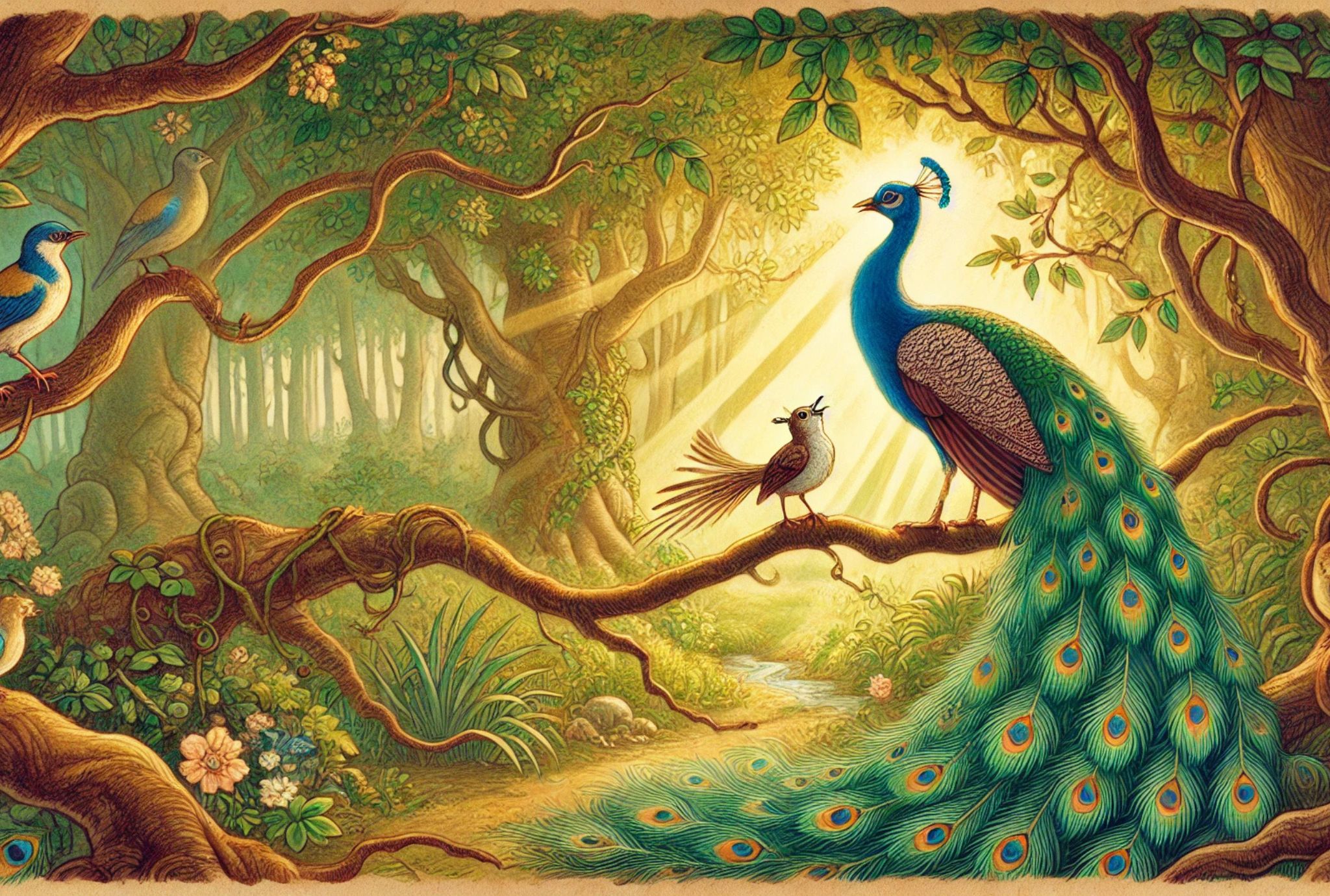 Fábula de El ruiseñor y el pavo real