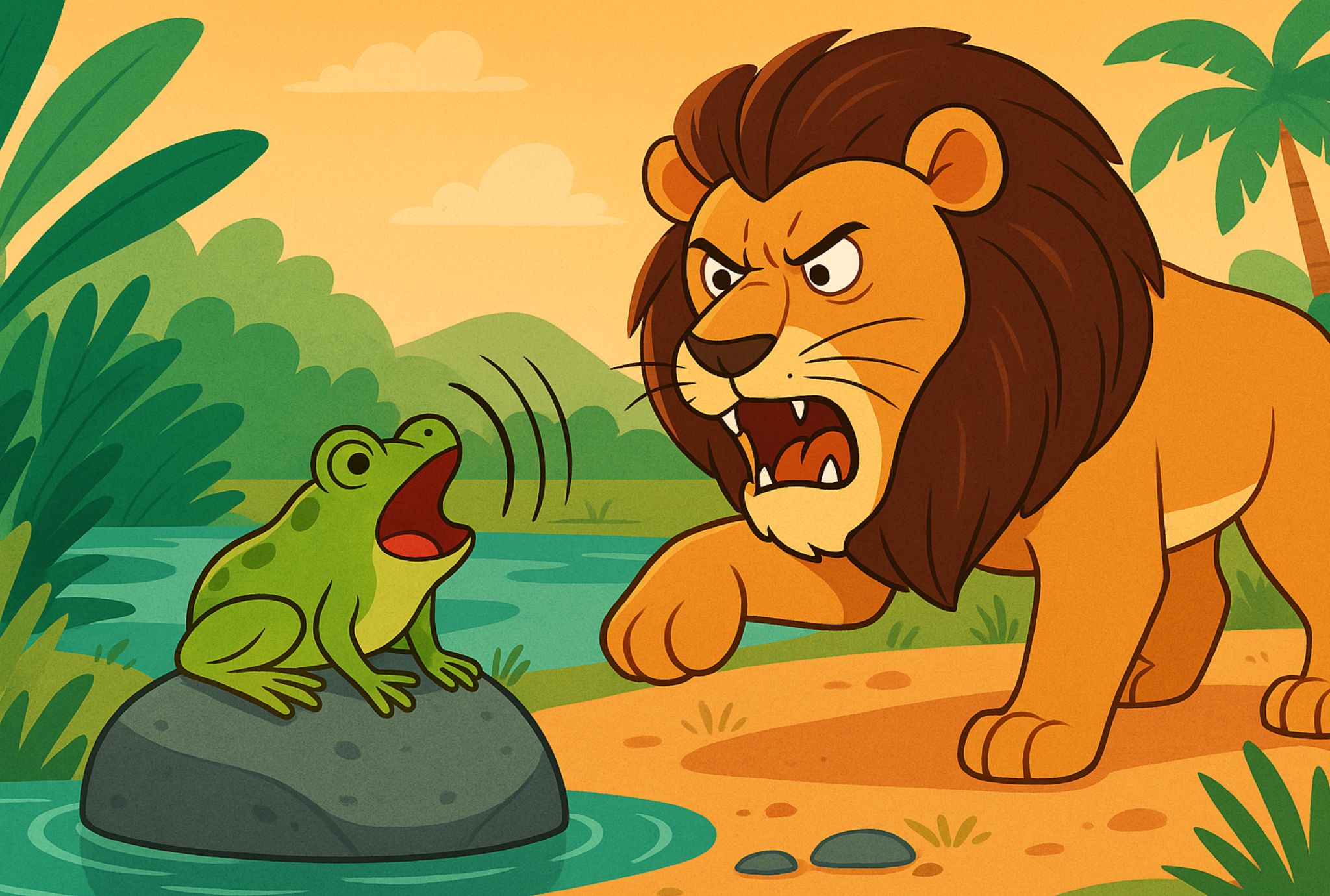 Fábula de Esopo para niños: La rana gritona