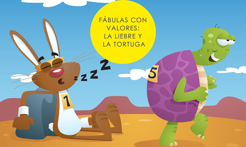 La liebre y la tortuga. Fábula con moraleja para niños