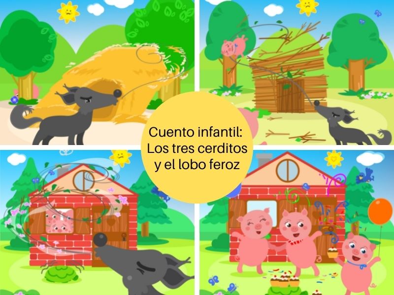 Los tres cerditos y el lobo feroz, cuento con valores para niños